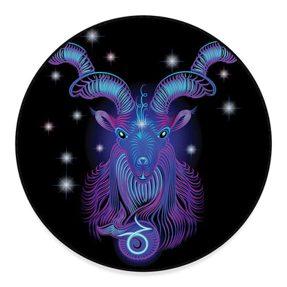 Dark Capricorn Zodiac Sign Print Round Floor Mat