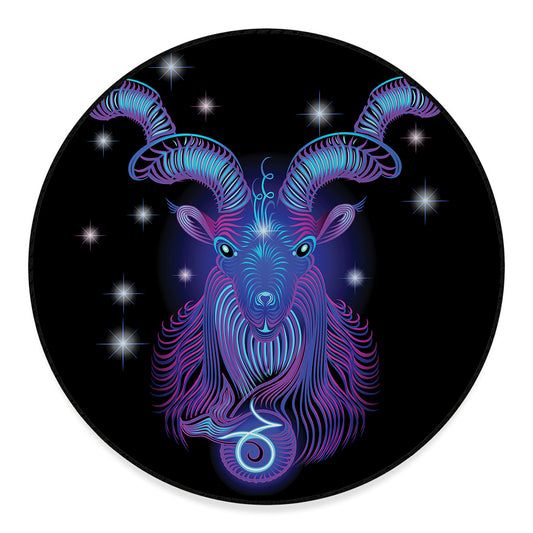 Dark Capricorn Zodiac Sign Print Round Floor Mat