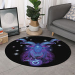 Dark Capricorn Zodiac Sign Print Round Rug