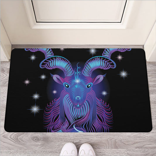 Dark Capricorn Zodiac Sign Print Rubber Doormat