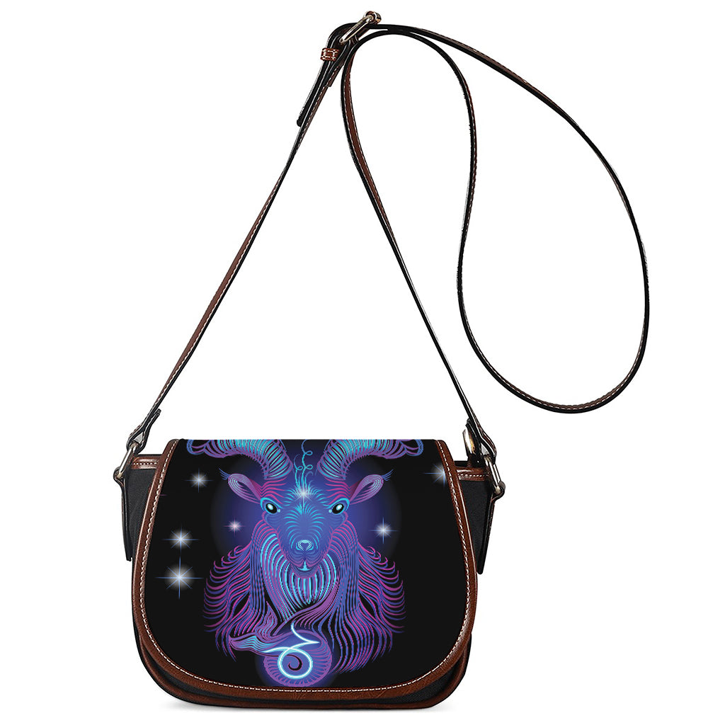 Dark Capricorn Zodiac Sign Print Saddle Bag