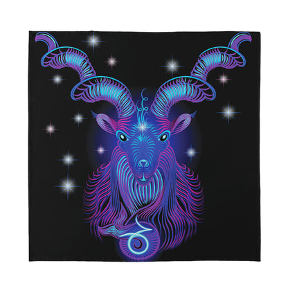 Dark Capricorn Zodiac Sign Print Silk Bandana
