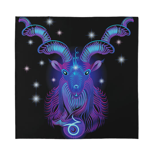Dark Capricorn Zodiac Sign Print Silk Bandana