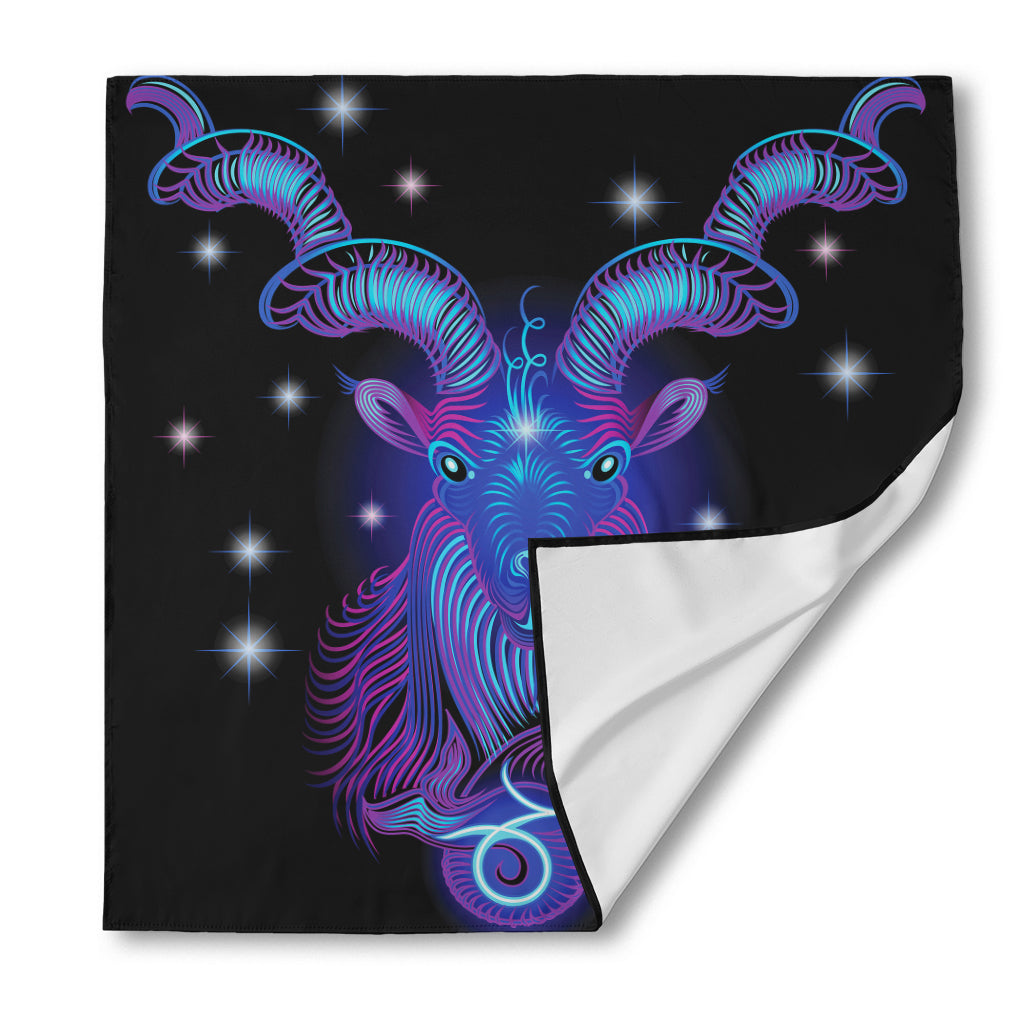 Dark Capricorn Zodiac Sign Print Silk Bandana