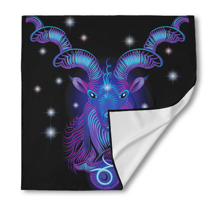 Dark Capricorn Zodiac Sign Print Silk Bandana