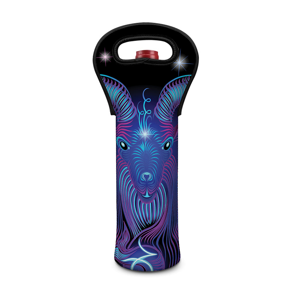 Dark Capricorn Zodiac Sign Print Single Neoprene Wine Tote