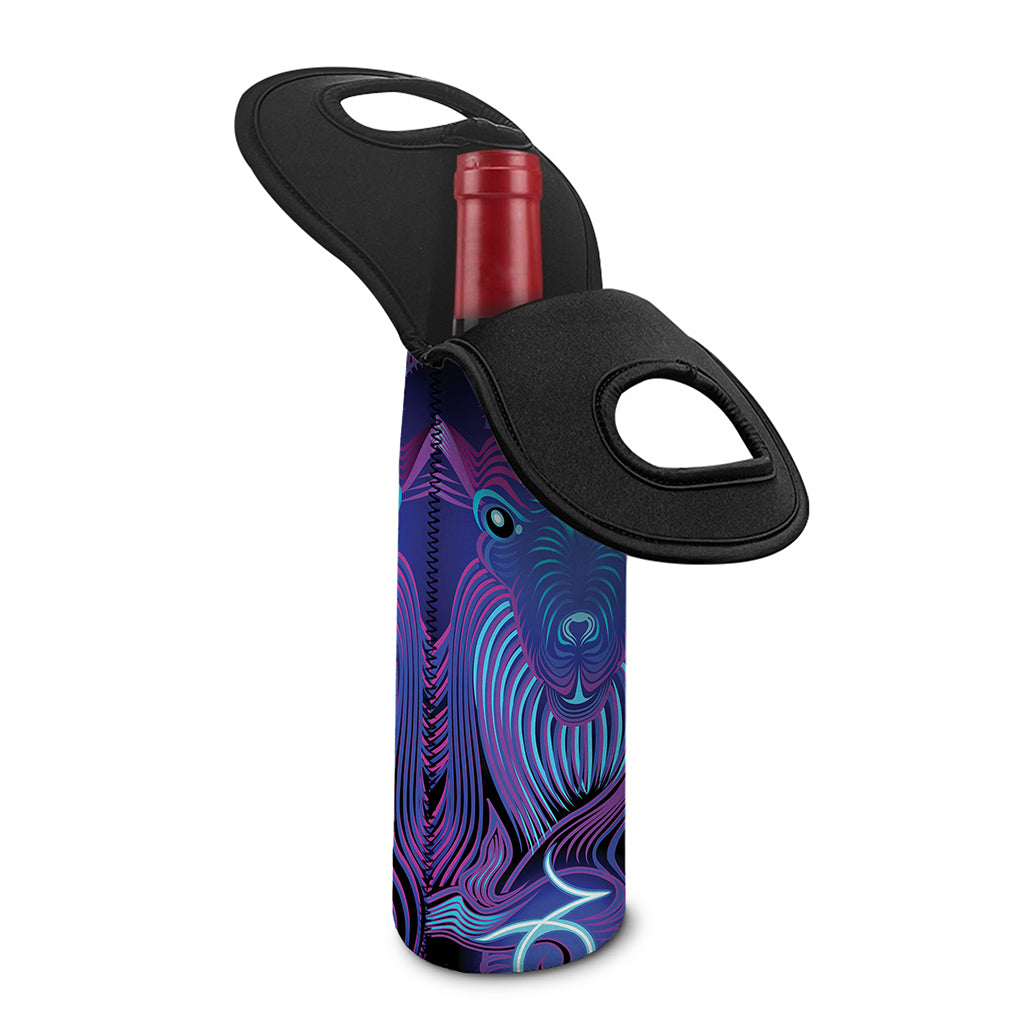 Dark Capricorn Zodiac Sign Print Single Neoprene Wine Tote