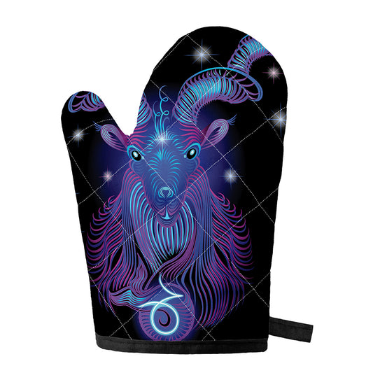 Dark Capricorn Zodiac Sign Print Single Oven Mitt
