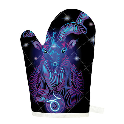 Dark Capricorn Zodiac Sign Print Single Oven Mitt