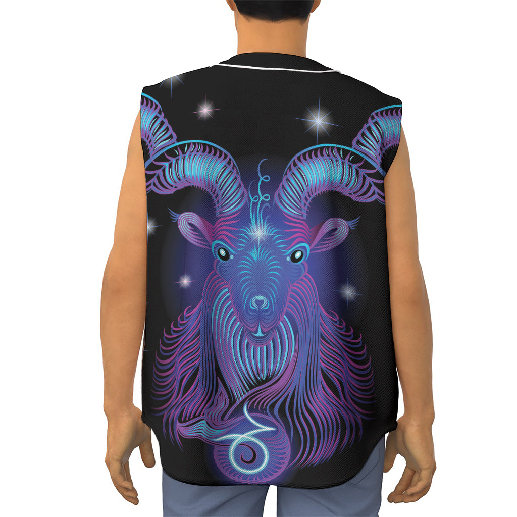 Dark Capricorn Zodiac Sign Print Sleeveless Baseball Jersey