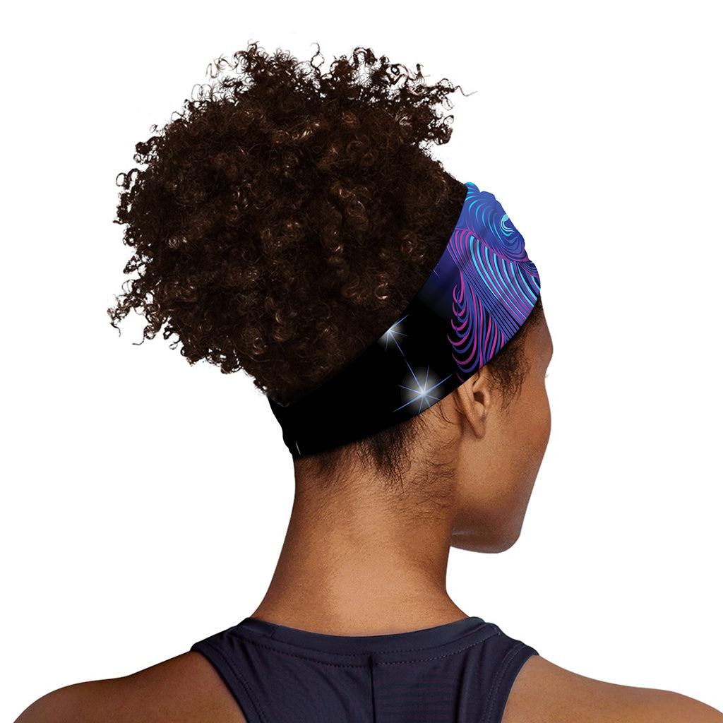 Dark Capricorn Zodiac Sign Print Sports Headband