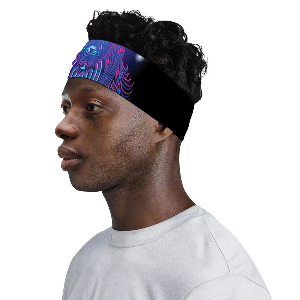 Dark Capricorn Zodiac Sign Print Sports Headband