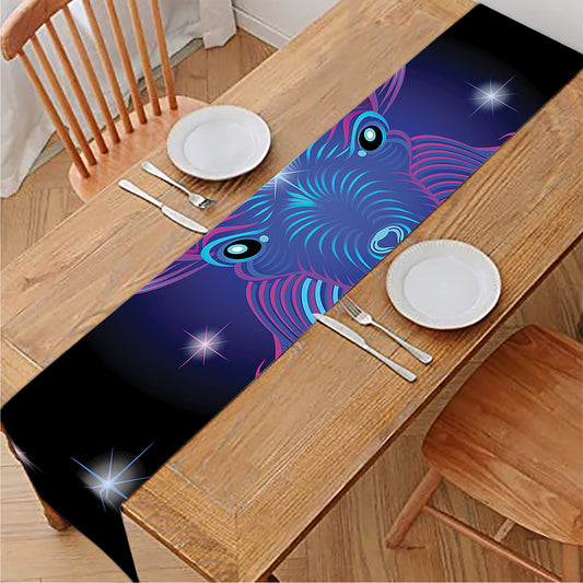 Dark Capricorn Zodiac Sign Print Table Runner
