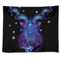 Dark Capricorn Zodiac Sign Print Tapestry