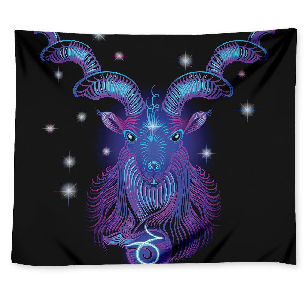 Dark Capricorn Zodiac Sign Print Tapestry