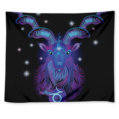 Dark Capricorn Zodiac Sign Print Tapestry
