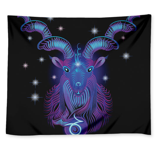 Dark Capricorn Zodiac Sign Print Tapestry