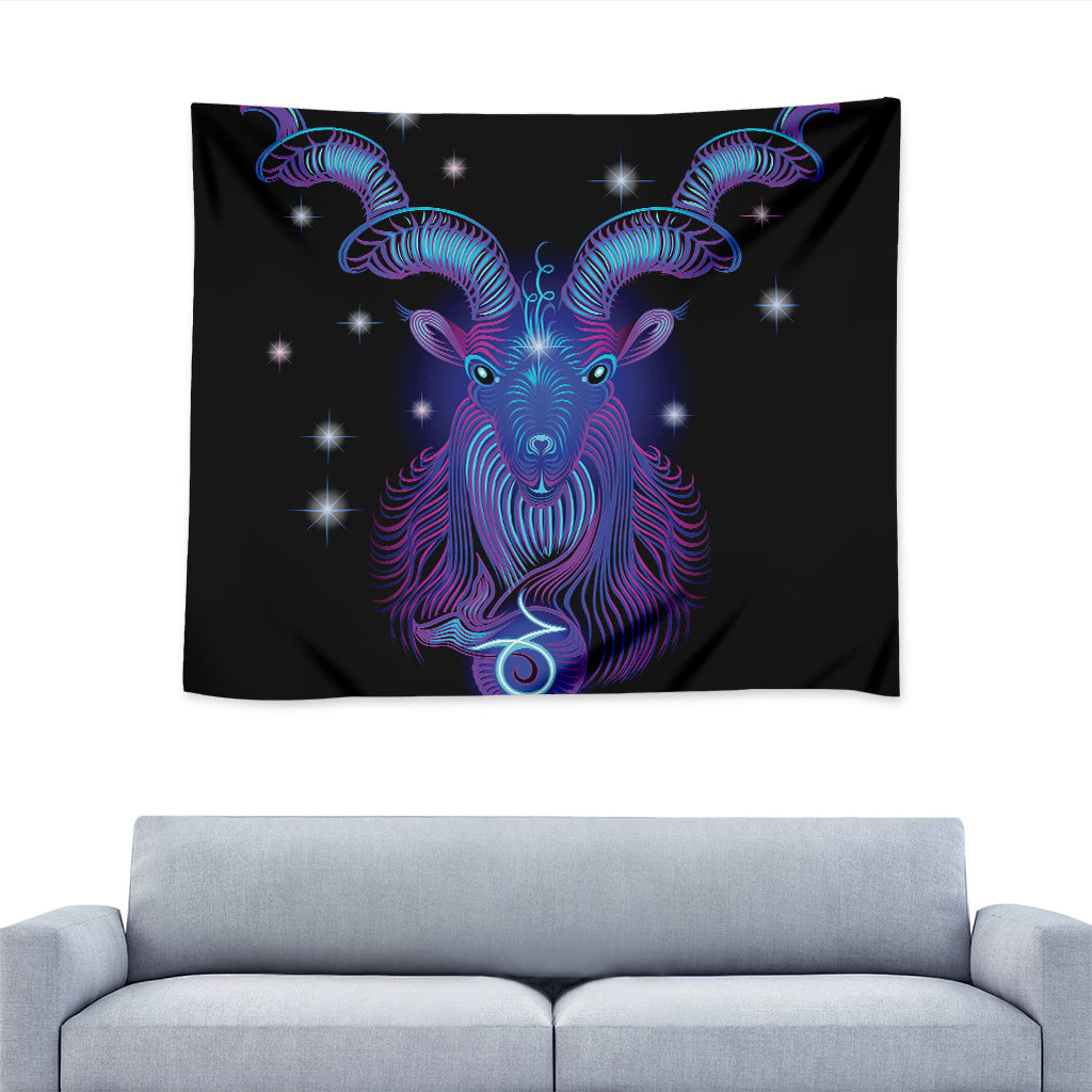Dark Capricorn Zodiac Sign Print Tapestry