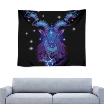 Dark Capricorn Zodiac Sign Print Tapestry