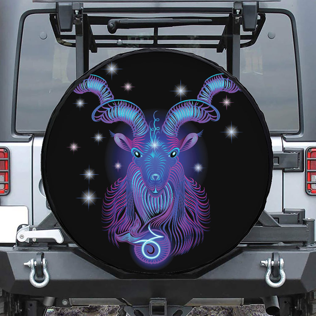 Dark Capricorn Zodiac Sign Print Tire Cover