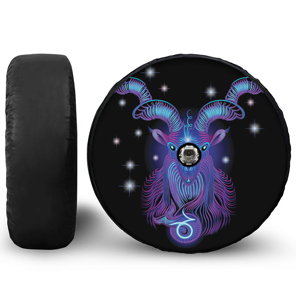 Dark Capricorn Zodiac Sign Print Tire Cover With Camera Hole
