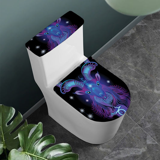 Dark Capricorn Zodiac Sign Print Toilet Lid And Tank Cover Set