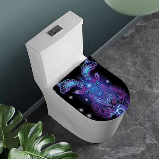 Dark Capricorn Zodiac Sign Print Toilet Lid Cover