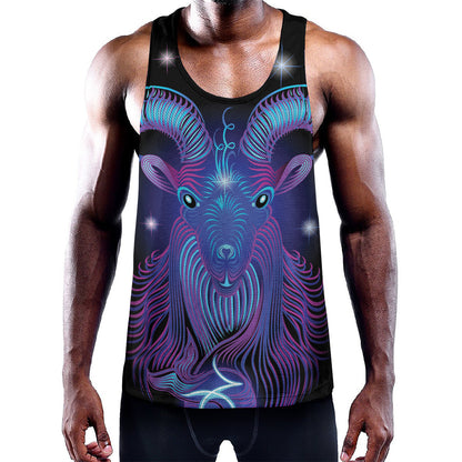Dark Capricorn Zodiac Sign Print Training Tank Top
