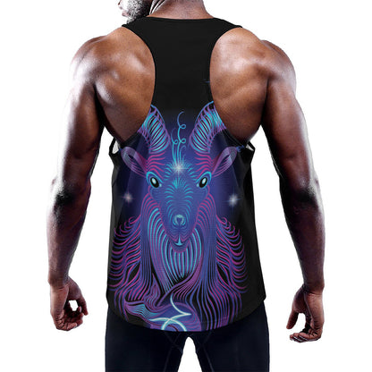 Dark Capricorn Zodiac Sign Print Training Tank Top