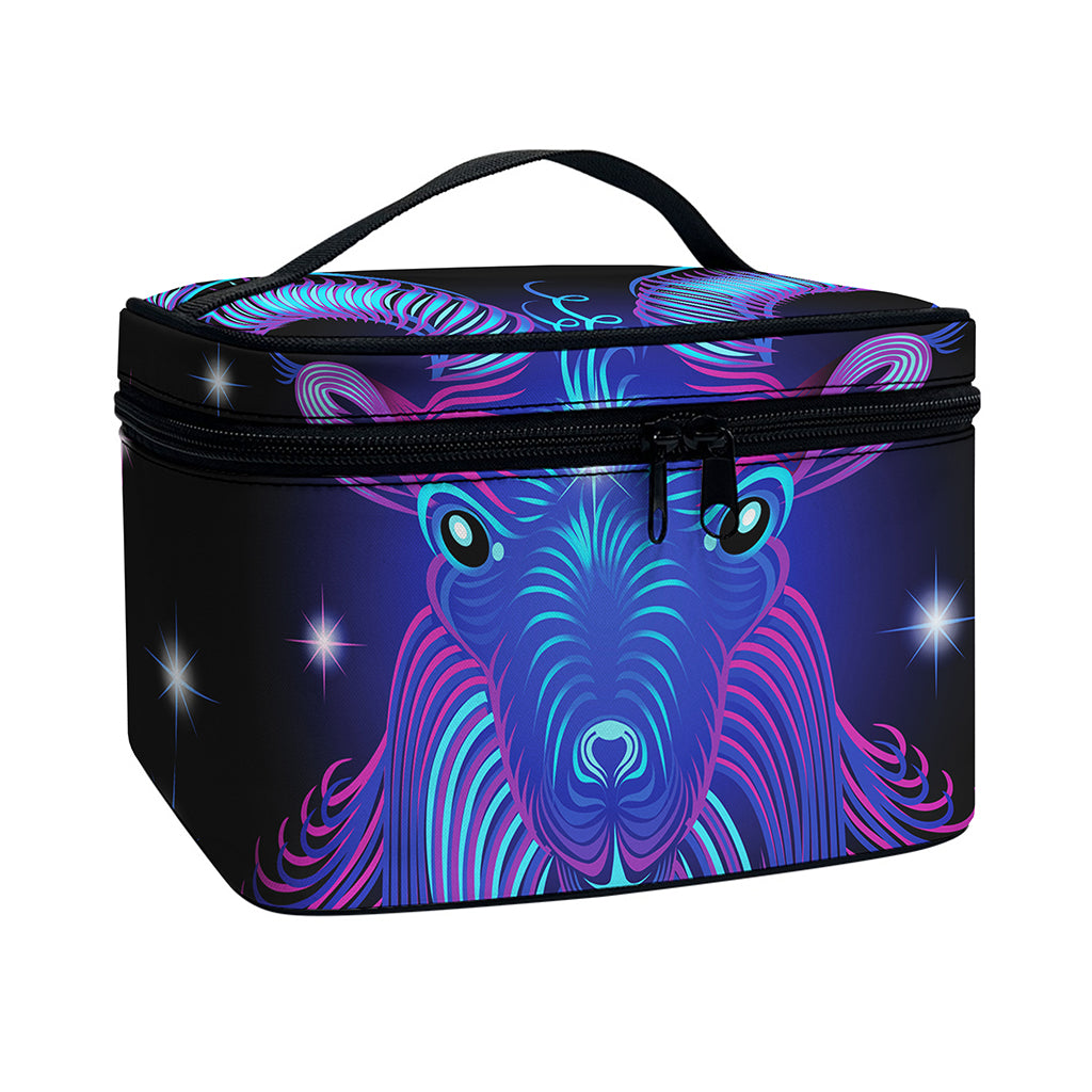 Dark Capricorn Zodiac Sign Print Travel Makeup Bag
