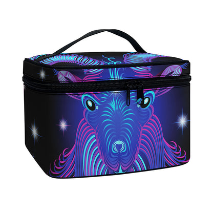 Dark Capricorn Zodiac Sign Print Travel Makeup Bag
