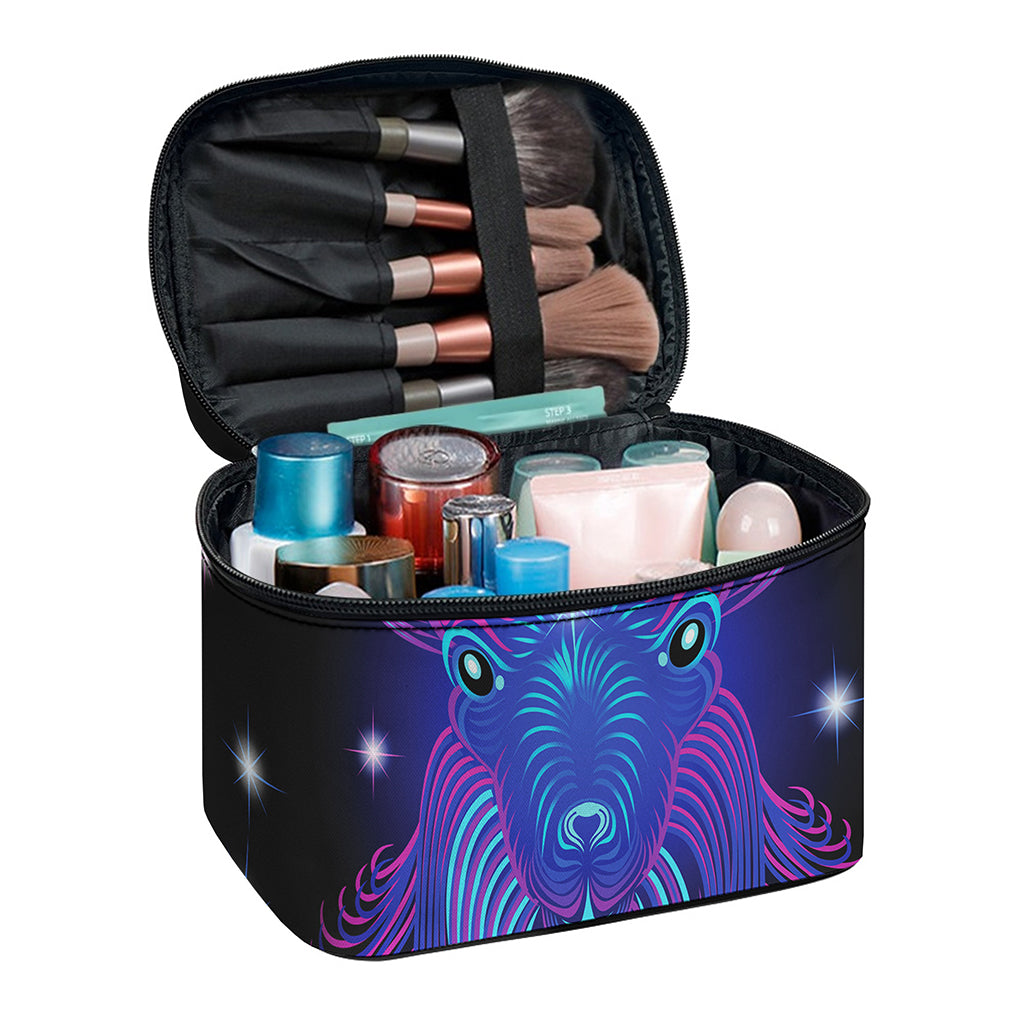 Dark Capricorn Zodiac Sign Print Travel Makeup Bag