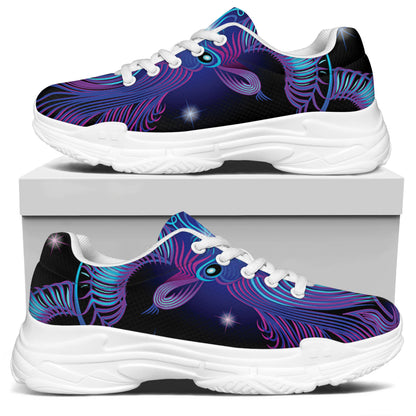 Dark Capricorn Zodiac Sign Print White Chunky Shoes