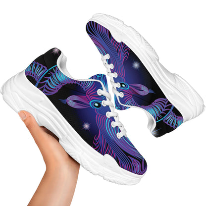 Dark Capricorn Zodiac Sign Print White Chunky Shoes