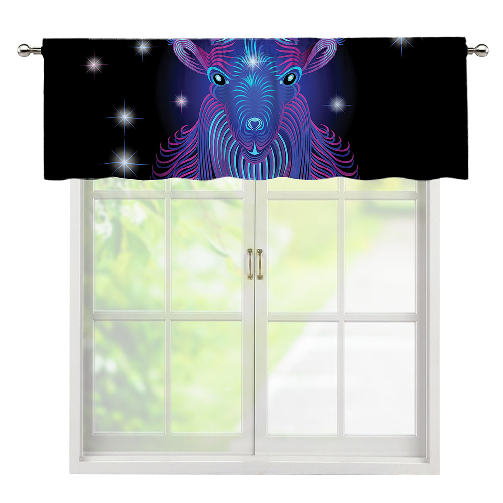 Dark Capricorn Zodiac Sign Print Window Valance