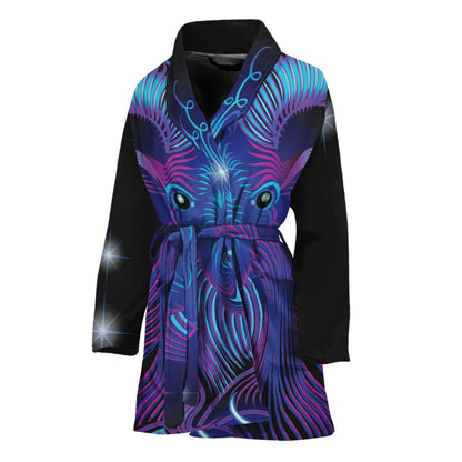 Dark Capricorn Zodiac Sign Print Women's Bathrobe