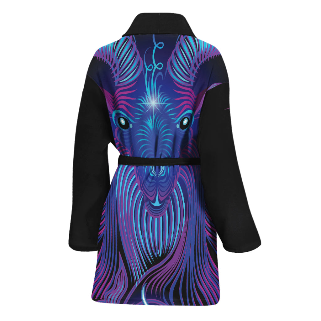 Dark Capricorn Zodiac Sign Print Women's Bathrobe
