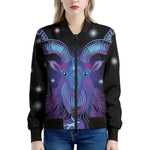 Dark Capricorn Zodiac Sign Print Women's Bomber Jacket
