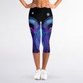 Dark Capricorn Zodiac Sign Print Women's Capri Leggings