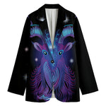 Dark Capricorn Zodiac Sign Print Women's Cotton Blazer