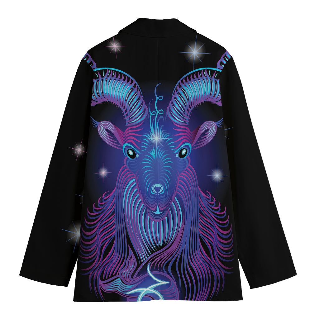 Dark Capricorn Zodiac Sign Print Women's Cotton Blazer