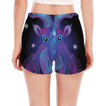 Dark Capricorn Zodiac Sign Print Women's Split Running Shorts