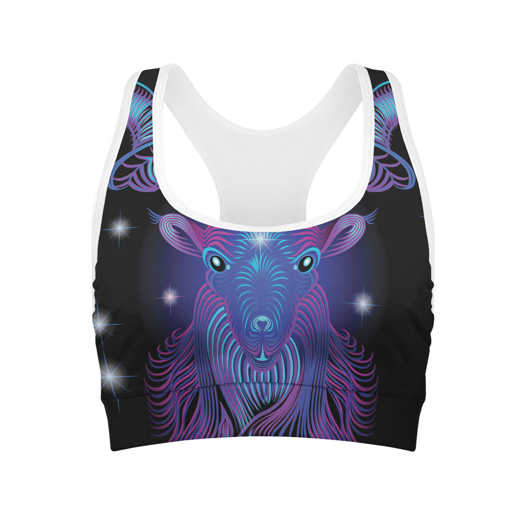 Dark Capricorn Zodiac Sign Print Women's Sports Bra