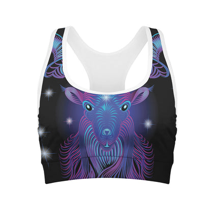 Dark Capricorn Zodiac Sign Print Women's Sports Bra
