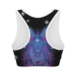 Dark Capricorn Zodiac Sign Print Women's Sports Bra