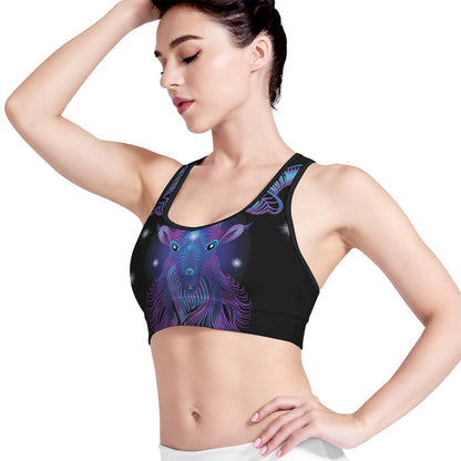Dark Capricorn Zodiac Sign Print Women's Sports Bra