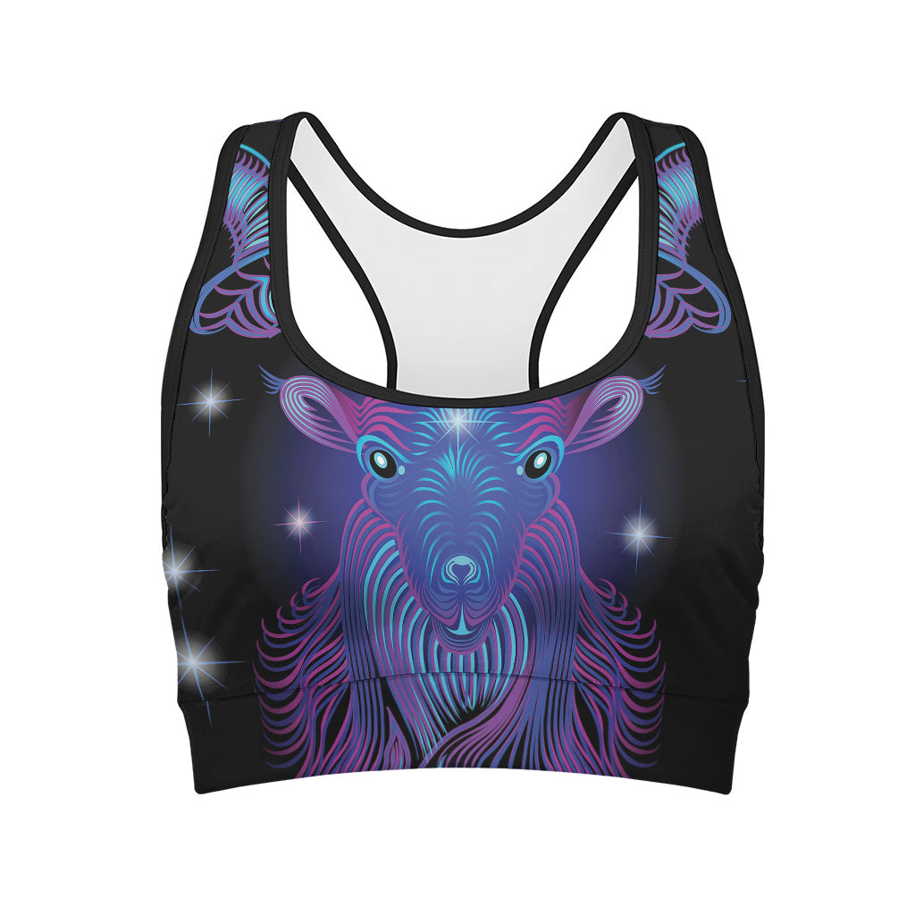 Dark Capricorn Zodiac Sign Print Women's Sports Bra
