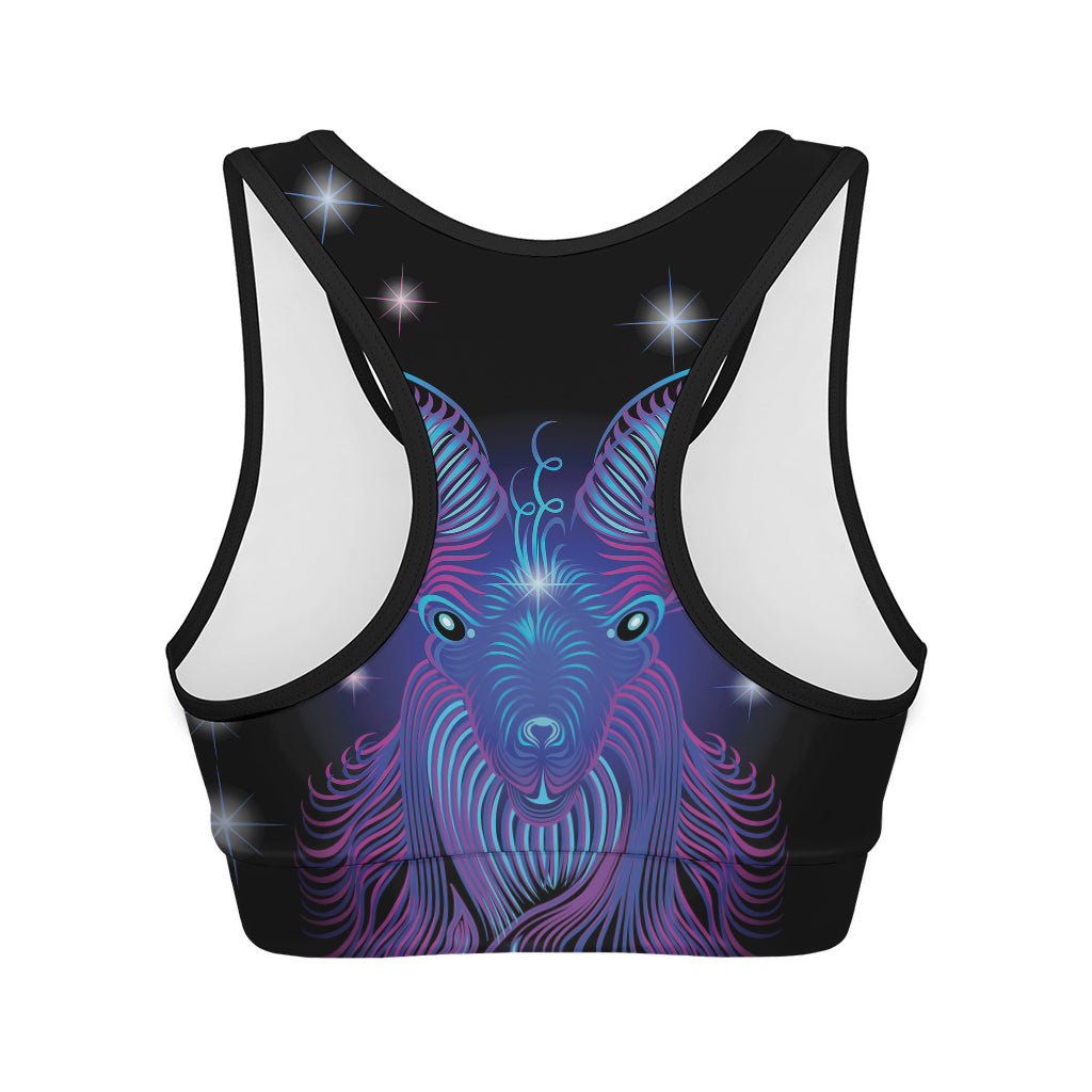 Dark Capricorn Zodiac Sign Print Women's Sports Bra