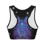 Dark Capricorn Zodiac Sign Print Women's Sports Bra