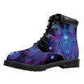 Dark Capricorn Zodiac Sign Print Padded Collar Lace Up Boots